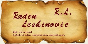 Raden Leškinović vizit kartica